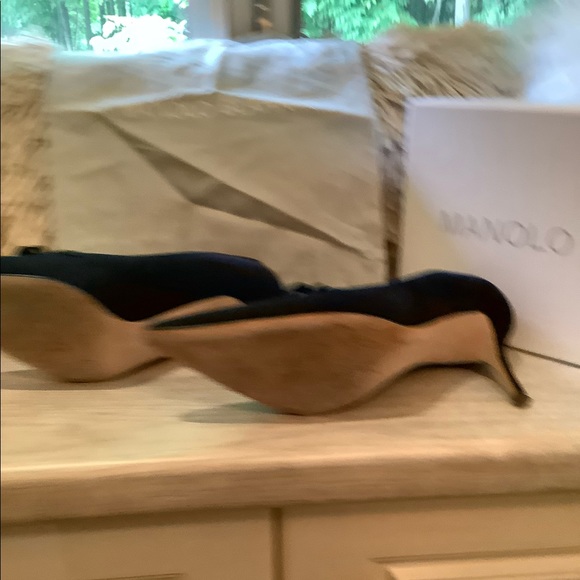 Manolo Navy Suede Shoes, Box & Dust Bags, Sz 38 - Picture 4 of 8
